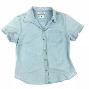 Columbia women's button down blue petite small